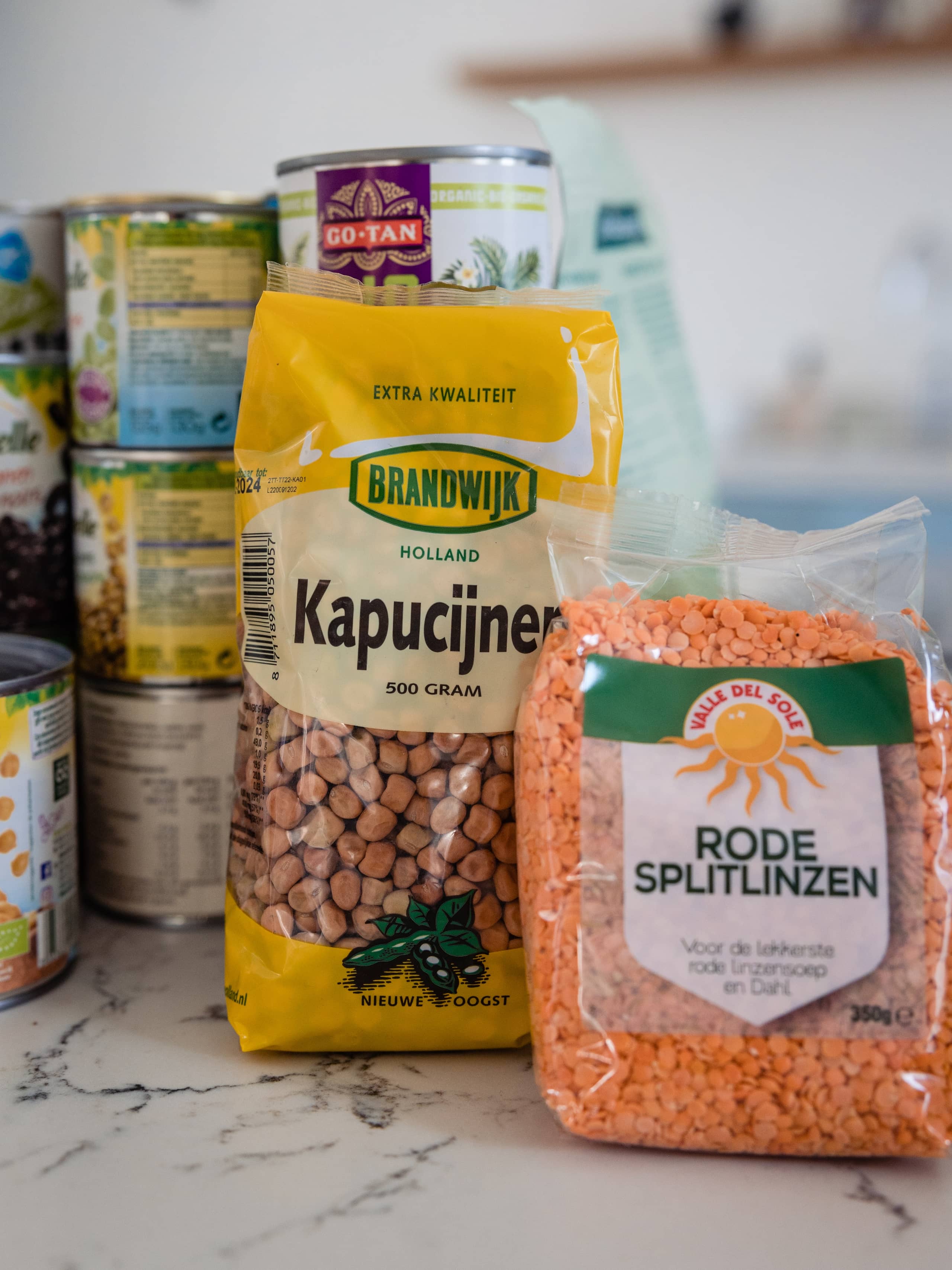 Zakje kapucijners en linzen